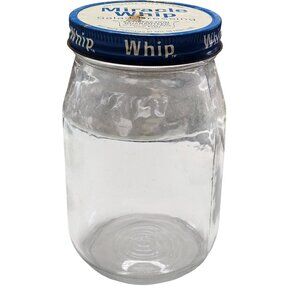 Vintage Miracle Whip Glass Jar With Blue Lid